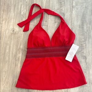 Red Halter bathing suit top.